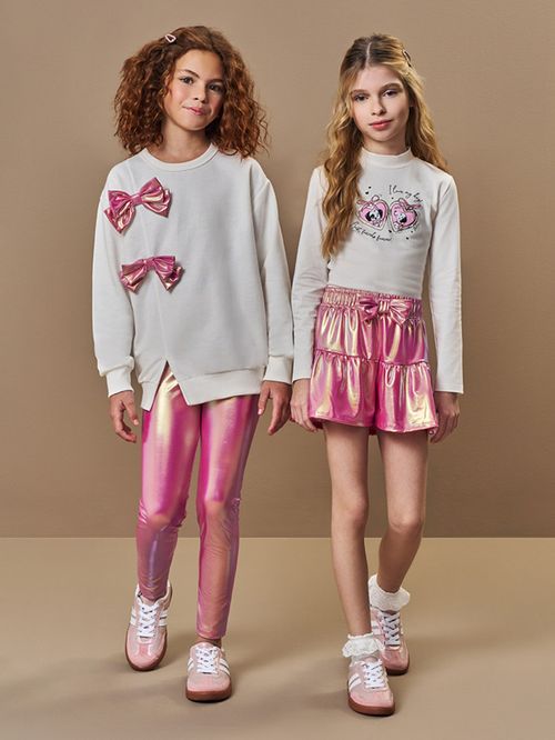 Conjunto Infantil Menina em Malha Brilho Laços Beli.me