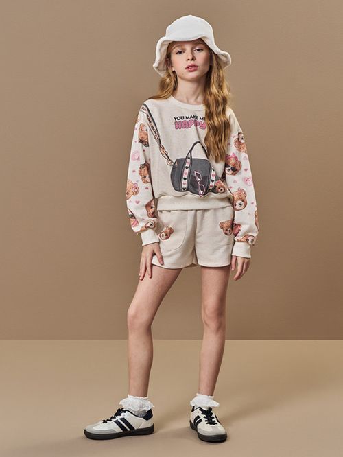 Conjunto Infantil Menina em Moletom Linho Happy Beli.me