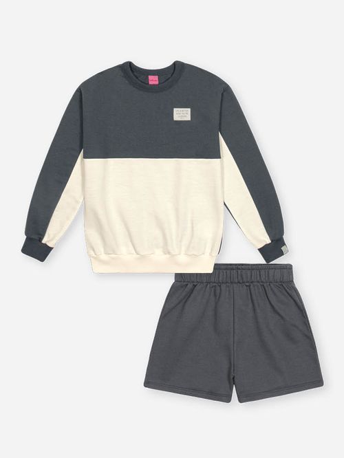 Conjunto Infantil Menina em Moletom Daily Chic Beli.me