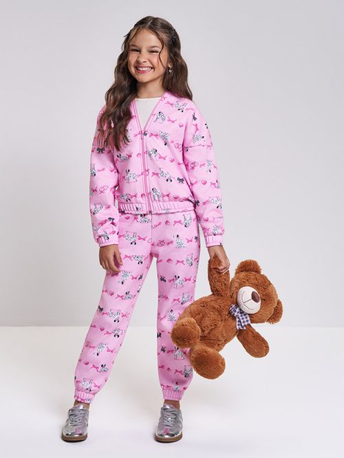 Conjunto Felpado Infantil Menina Dalmatas Print Beli.me