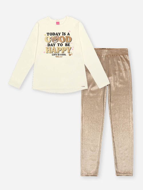 Conjunto Infantil Menina Happy em Veludo Glow Beli.me