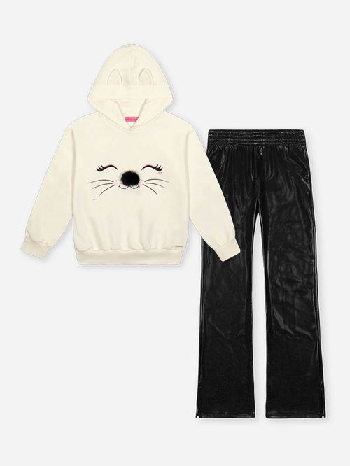 Conjunto Infantil Menina Cat com Glitter Felpado Beli.me