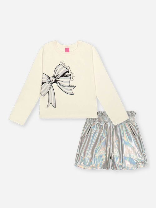 Conjunto Infantil Menina Laço Holográfico Beli.me