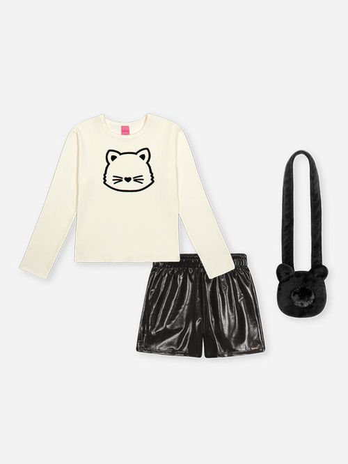 Conjunto Infantil Menina com Bolsa Cute Cat Beli.me
