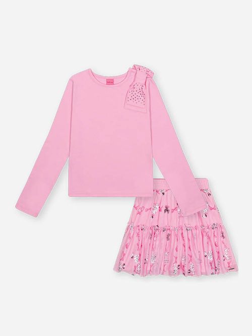 Conjunto Infantil Menina Laço Ombro com Strass Beli.me