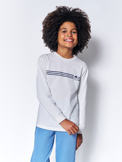 Camiseta Malha Infantil Menino Wolf Stripes Kippos