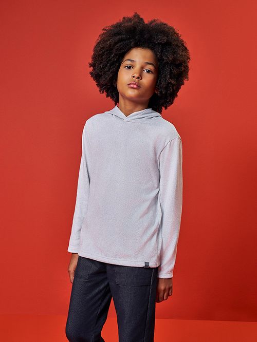 Camiseta com Capuz Infantil Menino em Tricot Kippos