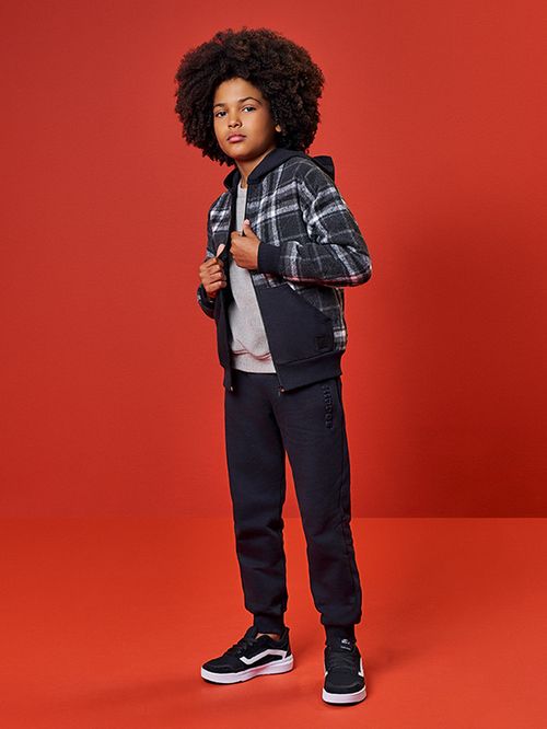 Jaqueta com Capuz Infantil Menino Xadrez Kippos