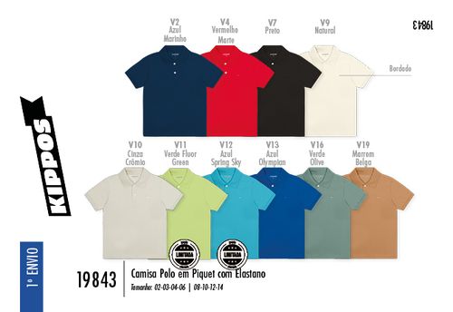 Camisa Polo com Elastano Infantil Menino Kippos