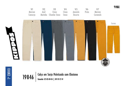 Calça em Sarja com Elastano Infantil Menino Kippos