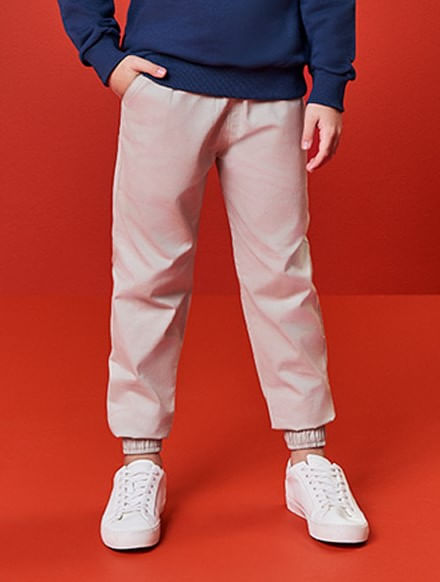 Calça Jogger em Sarja com Elastano Infantil Menino Kippos
