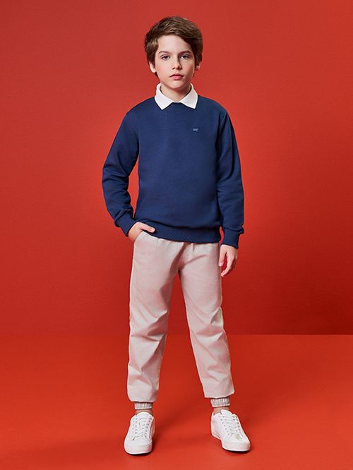 Calça Jogger em Sarja com Elastano Infantil Menino Kippos