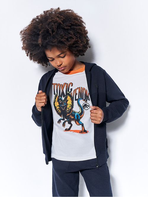 Camiseta Raglan Manga Longa Menino Dilophosaurus Kippos