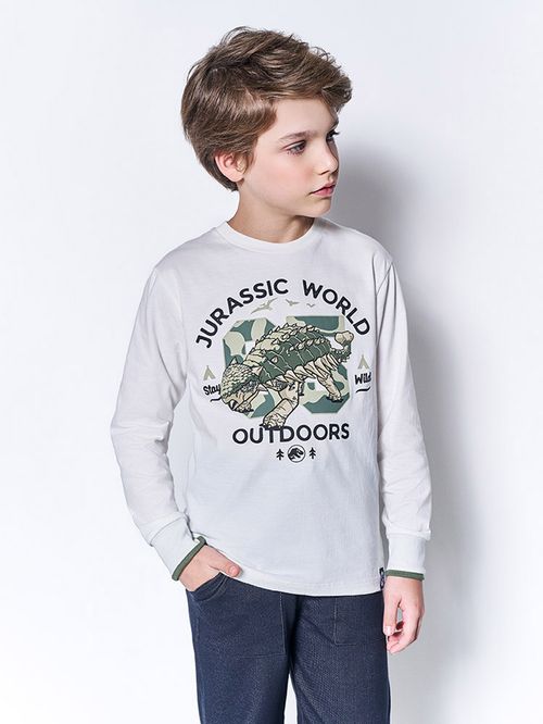 Camiseta Menino Manga Longa Ankylosaurus Kippos