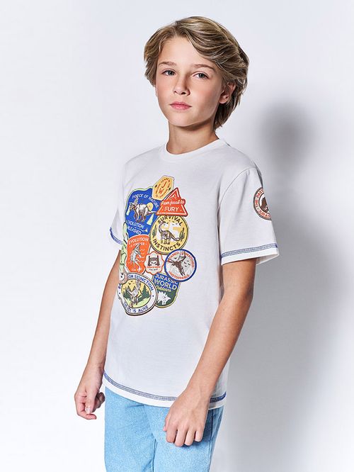 Camiseta Menino Jurassic World Patchwork Kippos