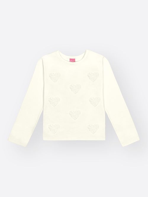 Blusa Menina Strass de Coração Mundo Cinti