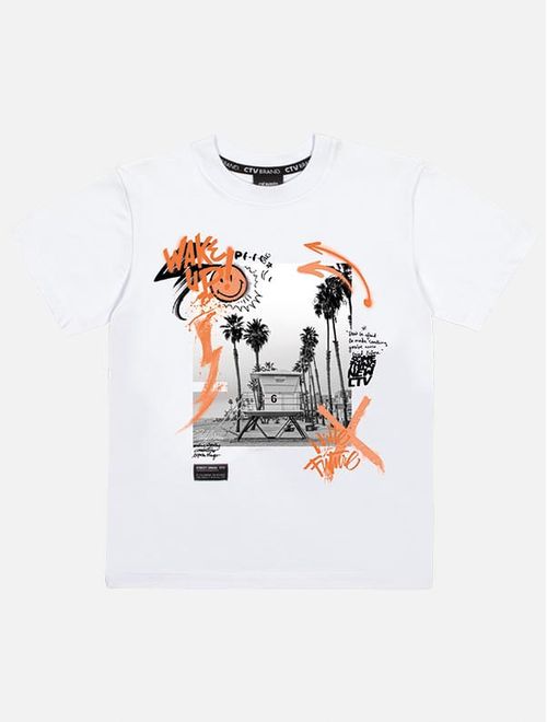 Camiseta Infantil Menino Wake Up Branco Catavento