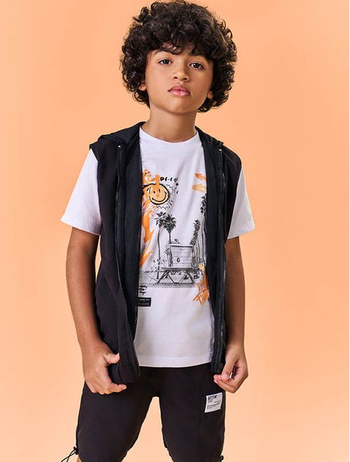 Camiseta Infantil Menino Wake Up Branco Catavento