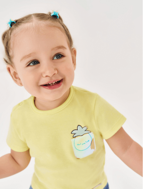 Blusa Bebê Menina Bolso Amarelo Cinti