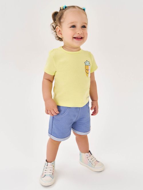 Blusa Bebê Menina Bolso Amarelo Cinti