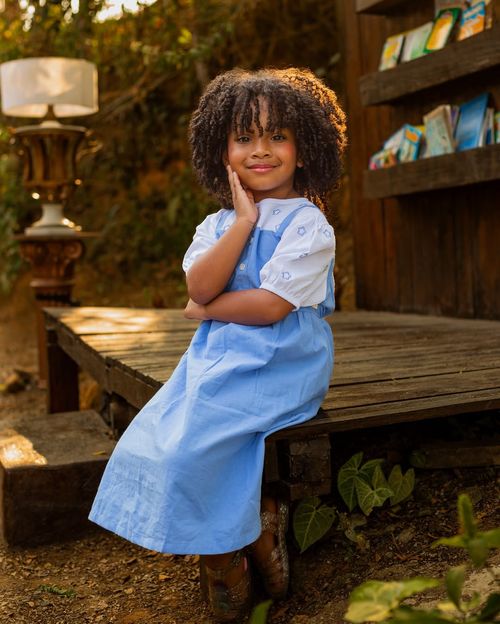 Vestido Infantil Menina Estrelas Azul Cinti