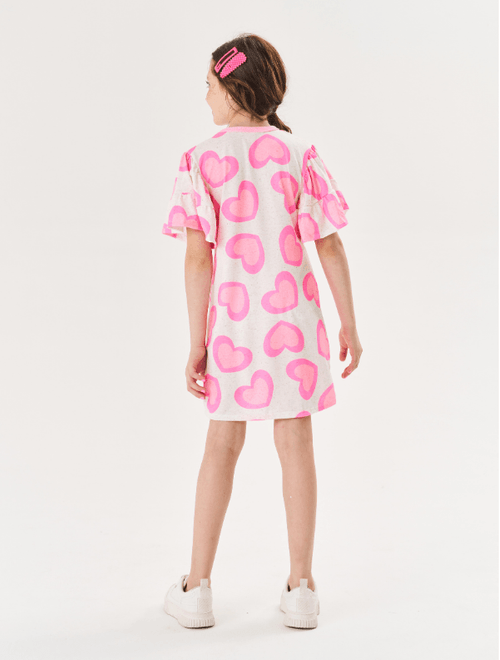 Vestido Infantil Menina Corações Rosa Cinti
