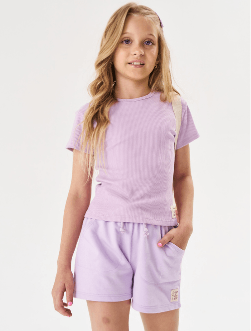 Short Básico Infantil Menina Lilás Cinti