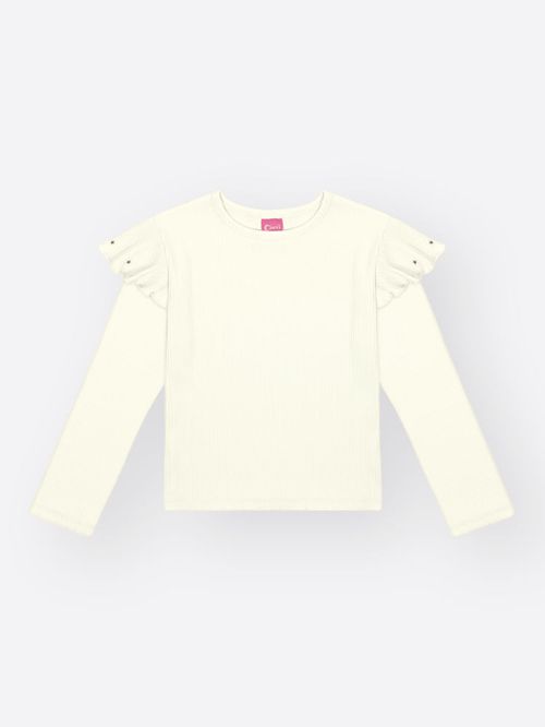 Blusa Menina em Canelado Glow Babados Mundo Cinti