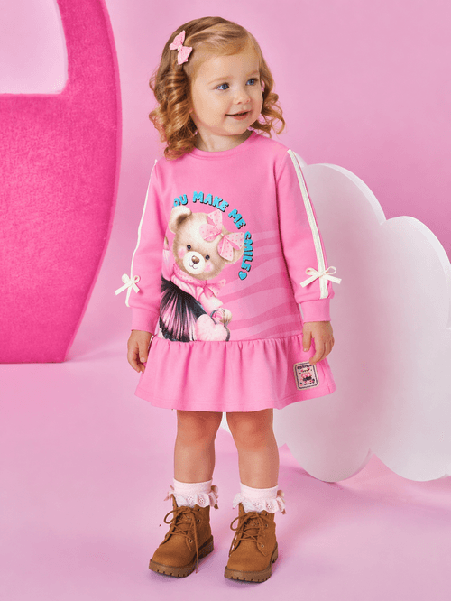 Vestido de Inverno Bebê Menina Ursa Smile Mundo Cinti