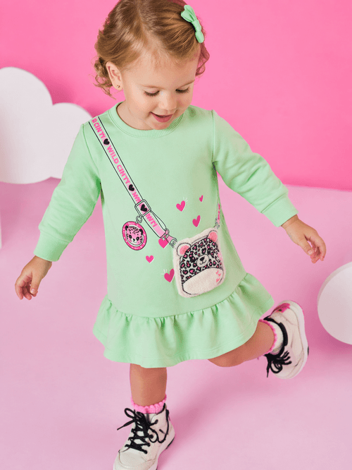 Vestido de Inverno Bebê Menina com Bolsa Wild Mundo Cinti