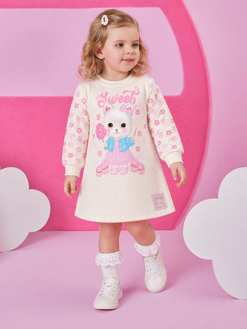 Vestido de Inverno Bebê Menina Sweet Cat Mundo Cinti