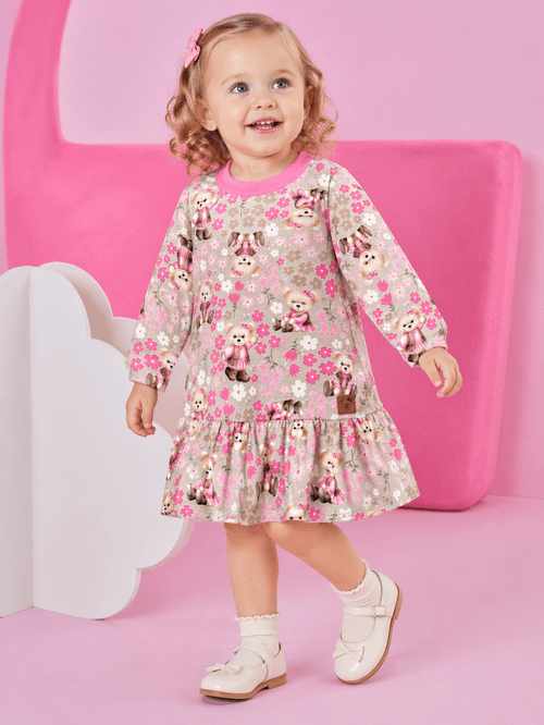 Vestido de Inverno Bebê Menina Mundo Cinti