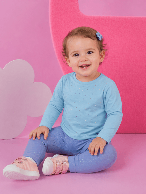 Blusa Manga Longa Bebê Menina com Strass Mundo Cinti