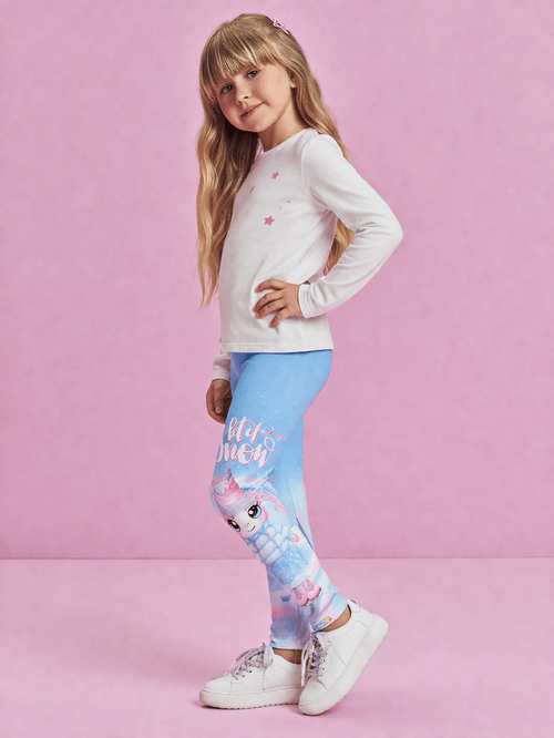 Legging Menina com Aplique Tule Mundo Cinti