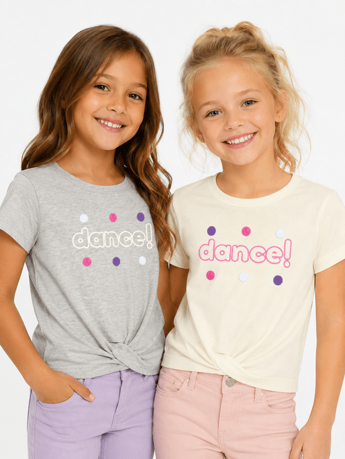 Blusa Boxy Menina Dance com Pompons Natural Abrange