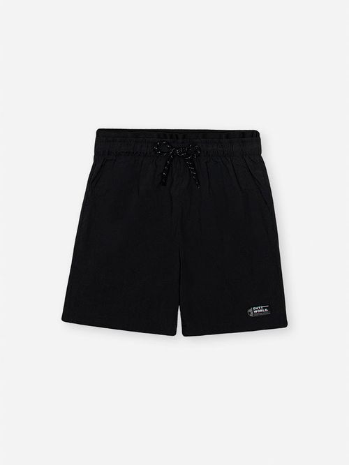 Bermuda Infantil Sportwear em Nylon Techno Touch com Cadarço Funcional PRETO