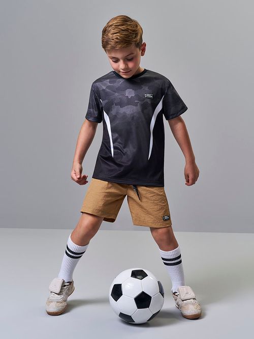 Camiseta Infantil Sportwear Camuflada em Malha Dry Sport PRETO