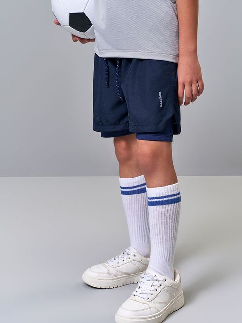 Bermuda Infantil Sportwear em Nylon Aspen Sport com Forro Ajustado AZUL MARINHO