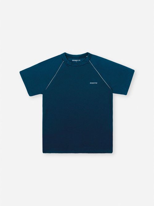 Camiseta Infantil Sportwear Tecnológica em Malha Fit Space Green com Termo Refletivo AZUL MARINHO