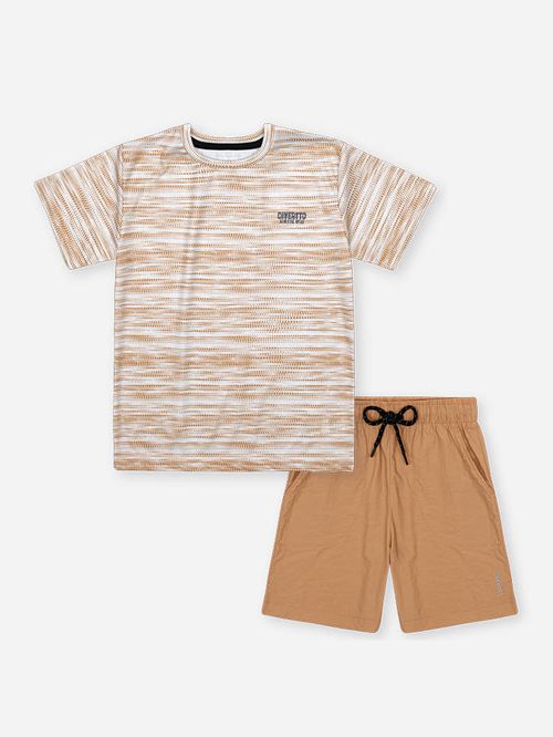 Conjunto Infantil Sportwear Refletivo com Camiseta Dry Sport e Bermuda em Nylon Techno Touch BRANCO/MR BELGA